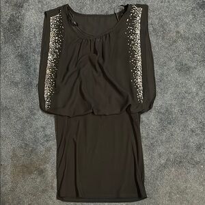 Deb Black Sleeveless Dress with Metallic Details